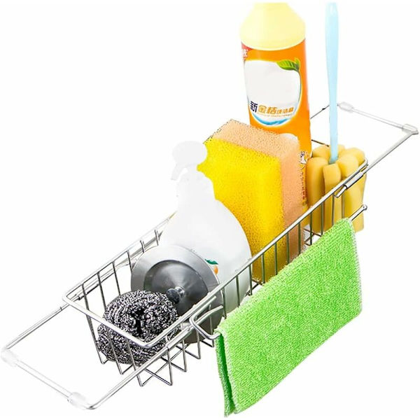 Köksho Storage, Utbyggbar Svampställ, Teleskopisk Avloppshylla i Rostfritt Stål Organizer 30-47cm Multifunktionell Snabbavlopp Handduksställ för K