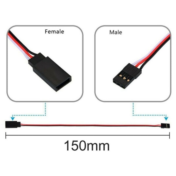 25 stk serie JR-stil servo forlengelseskabel, servokabler, hann til hunn JR-plugg, RC servo forlengelseskabel for RC-bil