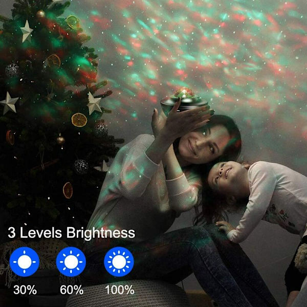 LED Stjärnhimmelsprojektor med Fjärrkontroll, 3 i 1 Galaxy Light, Stjärnhimmelsprojektor med Bluetooth-högtalare/Stjärnhimmel/360° Roterande Havsvåg