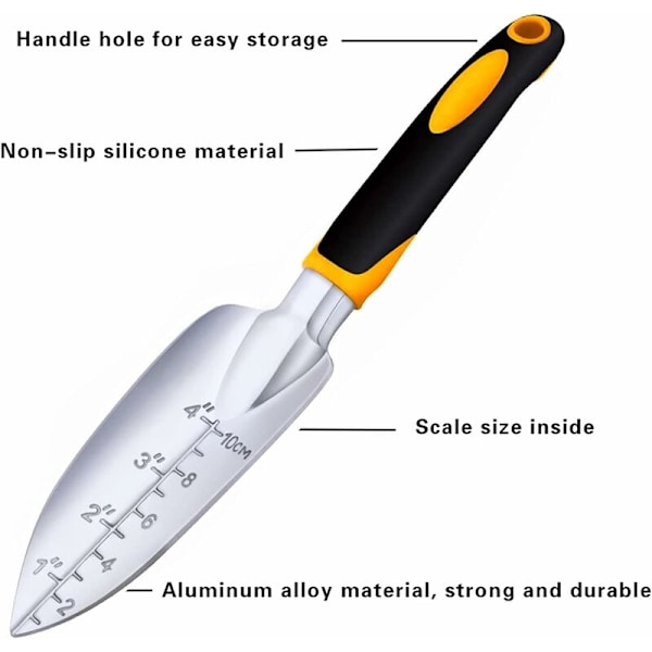 Hagespade i rustfritt stål for planting, omplanting, luking, flytting