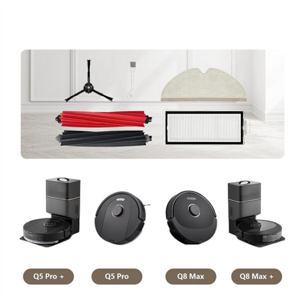Kompatible reservedeler for Q8 Max /Q8 Max+/Q5 Pro/Q5 Pro+ støvsuger, tilbehørssett