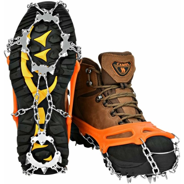 Anti-Slip Snow Crampons, Non-Slip Crampons, Non-Slip Ice Crampons with 19 Teeth, Snow Crampons, Non-Slip Shoe Crampons for Ice Climbing Fishing Oran