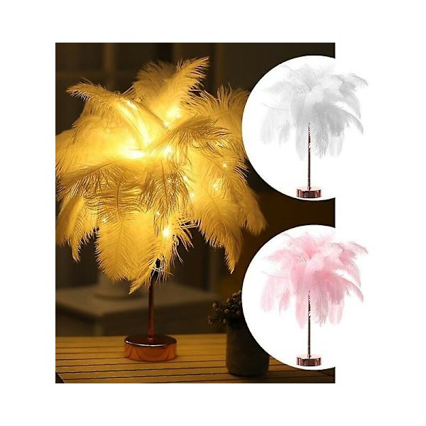 Fjäder bordslampa med fjärrkontroll USB roséguld bas för hem Rosa