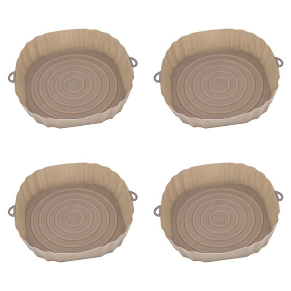 4 stk 20 cm Luftfrityr Stekebrett Stekt Kyllingkurv Matte Luftfrityr Silikon Gryte Rundt Utbytte Grillpanne Brun