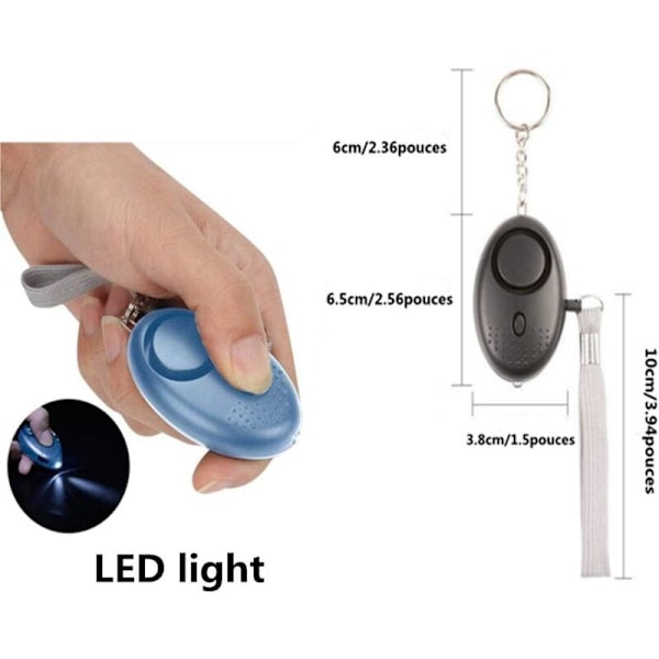 Personligt Larm, 5 Stycken 140Db Nyckelring Nödlarm med Anti-Attack-Fackla med LED-Ljus för Kvinnor, Barn, Äldre