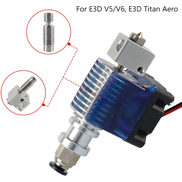 2 kpl 3D-tulostimen päivitys, korkean lämpötilan kestävä M6-kierteinen 5. luokan titaaninen suulake, V5/V6, Aero