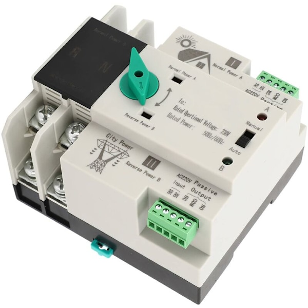 Automatisk omkopplare för dubbla strömförsörjningar, åldersbeständig timer Mini 50/60Hz PV till elnät 2P strömbrytare styrenhet God isolering för (1