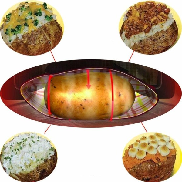4 st potatispåsar för mikrovågsugn, tvättbara och återanvändbara potatispåsar för mikrovågsugn, perfekt potatispåse på bara 4 minuter-