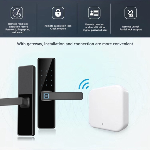 Smart dörrlås, fingeravtryckslås, fjärrkontroll, realtidslarm, smart WiFi-gateway för hemmet