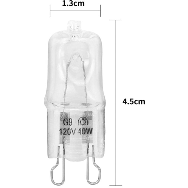 Holdbar G9 ovn halogenpære modstandsdygtig over for høje temperaturer til køleskabs ovnventilatorer 40W 500℃ 220V stiftpære