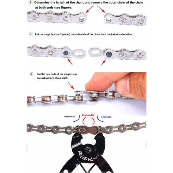 Kjedeplyer, Minikjedeplyer Sykkelkjedeverktøy Sykkelkjede Hurtigkobling Åpne Lukkeverktøy Brukes til å installere og fjerne sykkelkjeder, egnet for alle ki