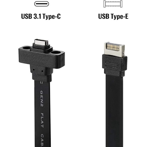 50 cm USB 3.1 Frontpanel förlängningskabel Typ E till Typ C, Gen 2 (10 Gbps) Intern adapterkabel, med 2 skruvar