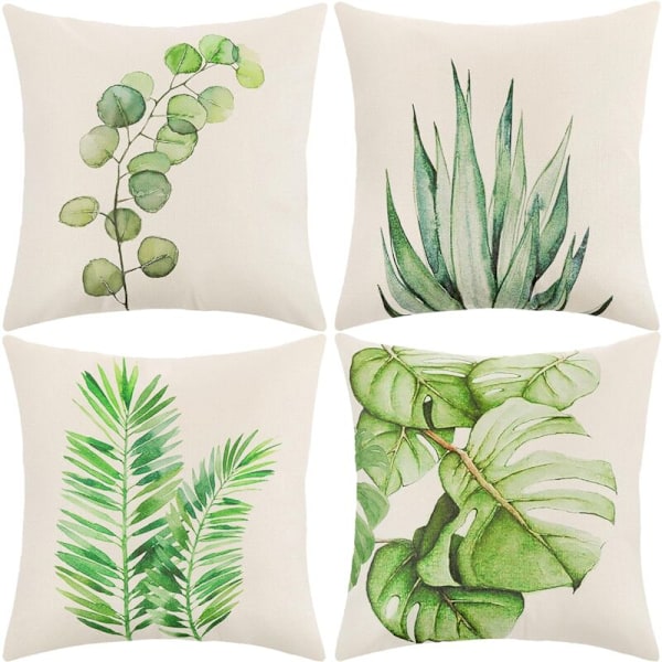 Putetrekk, Putetrekk 45x45 Putevar Set med 4 Dekorative Putetrekk Blomster Marineliv Tropisk Plantemønster for Sofa Stue Ch