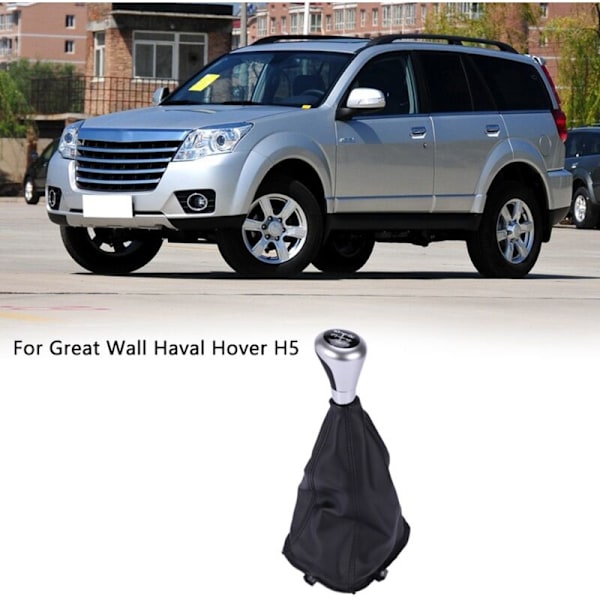 Svart för Great Wall Hover H5 Bil Manuell 5 Växlad Växelspaksknopp Huvud Växelspak Trim Dammskydd