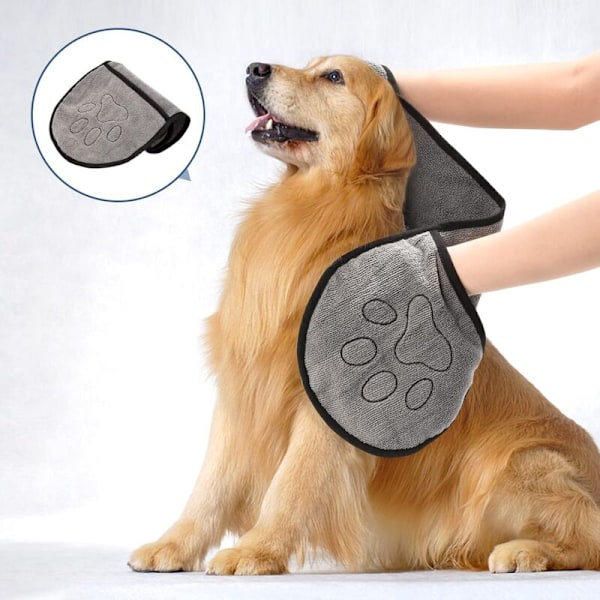 Hundhandduk Superabsorberande Badhandduk 65x23Cm Grå