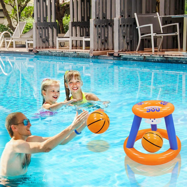 Oppustelig poolbasketball, flydende svømmering og badeboldspil, sjovt vandkampspil for børn og voksne