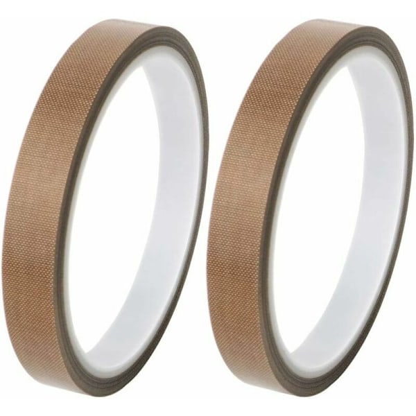2 kpl korkean lämpötilan teippiä, PTFE-liima-teippiä, Teflon-teippiä, PTFE-pinnoitettua lasikankaan liima-teippiä, 13 mm x 10 m