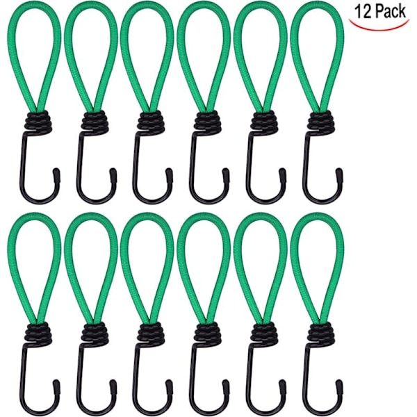 12 stycken spännbandskrokar, presenningsspännbandskrokar elastiska campingspännare med krok, elastiskt band för presenningar