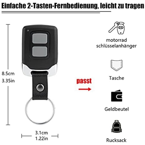Fjärrkontroll för garageportöppnare kompatibel med FAAFIX 433Mhz bärbar sändare