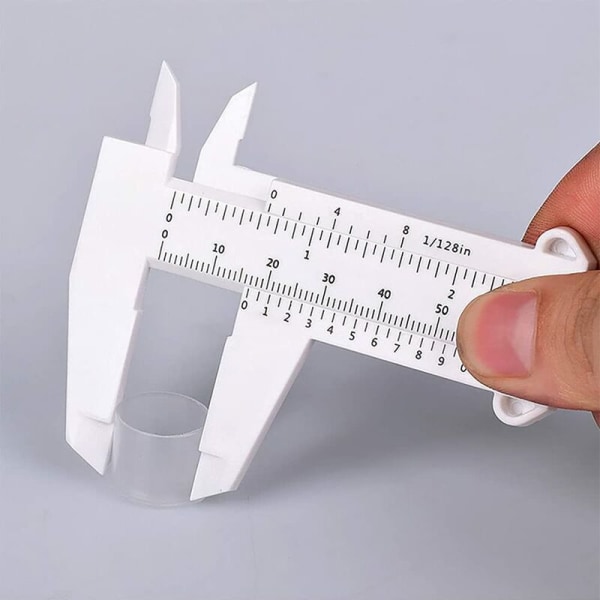 6 tuuman 150 mm:n miniplastinen vernier-mitta, kaksinkertainen asteikko Vernier-mitta, Vernier-mittaustyökalu, puusepän-, opiskelijan-, korujen mittaamiseen, e