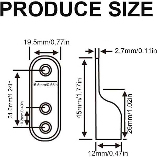 4 kpl 31,6 x 19,5 MM vaatetelineen tuki, vaateteline, soikea vaatetelineen tuki, nikkelillä päällystetty sinkkiseos vaatteiden ripustuskiskoon