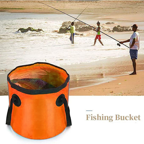 Fällbar Campinghink Bärbar Vattenförvaring Fällbar Fotbad Tvätthög för Resor Vandring Fiske Båtliv (Orange 10L)