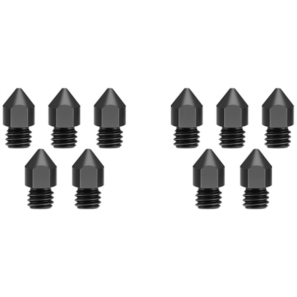 10 stk/pakke 3D-printerdeler MK8 Herdet stål dyse 1,75 mm 0,4 mm for 3 CR10 CR10S Hotend Kit