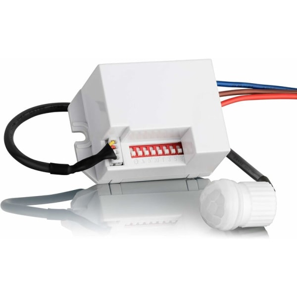 Mini inomhusrörelsedetektor, infälld, takmontering, programmerbar, infraröd sensor, räckvidd 6m/360°, lämplig LED-Fei Yu