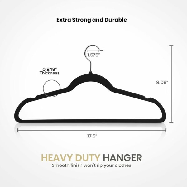 30 Pack Premium Velvet Hangers, Non-Slip Clothes, Black Suit with 360 Degree Rotating Hook, Heavy Duty Coat