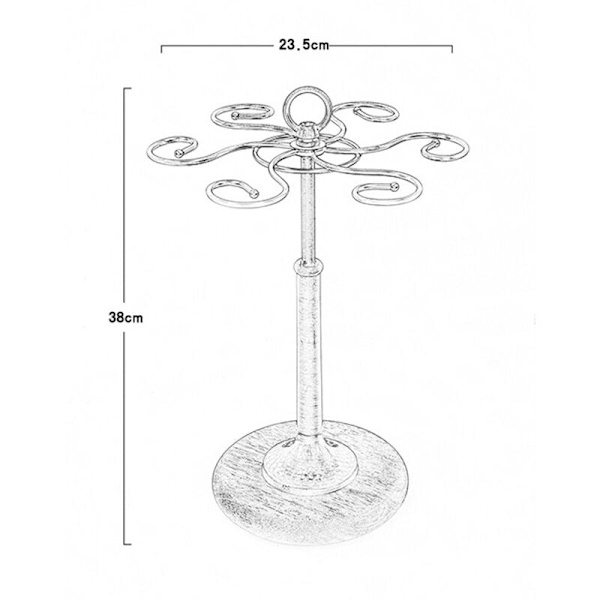 Glassholder, vinkopp, kjøkkenhenger, metall og tre, vinkoppholder, utstillingsstativ, kopp, bar, tilbehør A