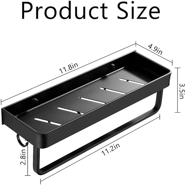 Baderomshylle Vegghyller Hylle Svart Baderom Hjørnehylle Svart Aluminium Kjøkken Oppbevaringsstativ Veggmontert