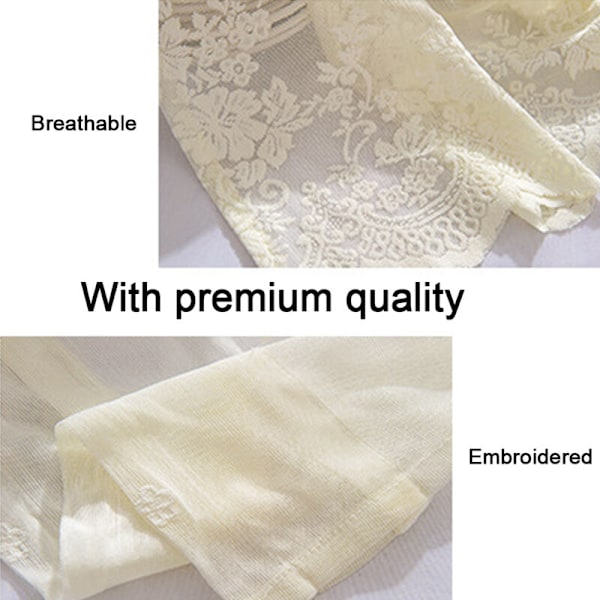 1 st Floral Lace Gardinpanel Broderad Halvtransparent Kort Fönstergardin för Kök Vacker Matrum Fönsterdekoration 13041cm Beige