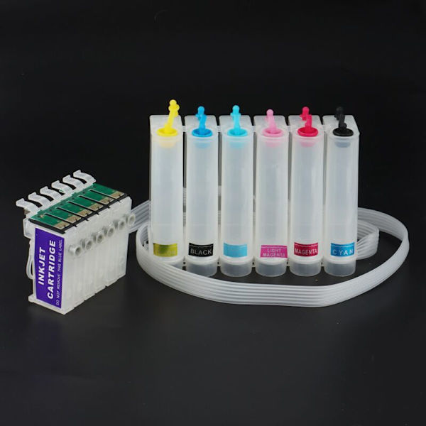 T0791-T0796 Passer til Stylus Photo 1400 PX700W PX800FW P50 PX830FWD Artisan 1430 CISS Blækforsyningssystem