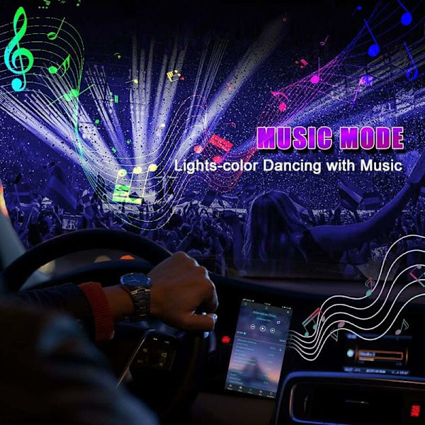 Auton LED-sisävalot 48 RGB-LED:tä Auton tarvikkeet Sisänauhat 4 kpl 6,2 m Bluetooth-sovelluksella LED-tunnelmavalaistus Autonauha USB-portti ja LED