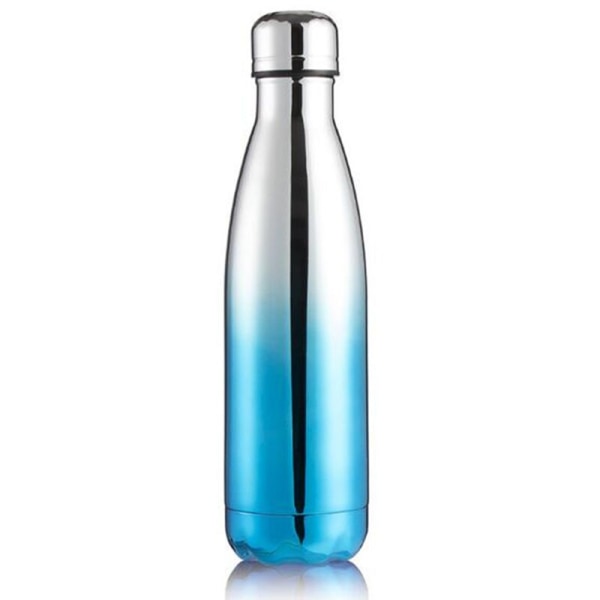 500ML Galvaniserad Rostfritt Stål Flaska Dryckesvaror Utomhus Tur Skola Sport Läckagesäker Tätning Klättring Flaskor Silver+Blå