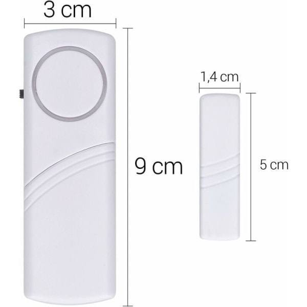 Dør- og vinduesalarm - Sæt med 4x trådløse indbrudsalarmer - Hjemmesikkerhed mod indbrud - Magnetisk betjening - 100 dB -