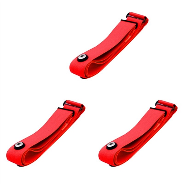 3X Hjärtfrekvensband Bröstrem för Monitorfäste Sensor Mjuk Elastisk Band Röd