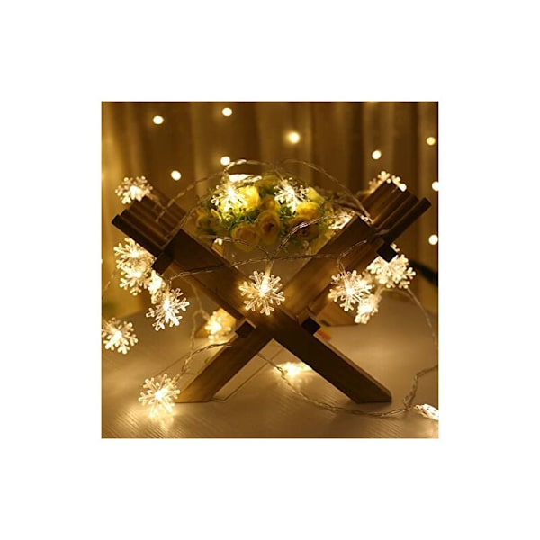Lysguirlande, Snefnug Lysguirlande, 6M 40 LED Indendørs og Udendørs Julelys, til Hjemmefest Dekoration, Juleguirlande, Juletræ