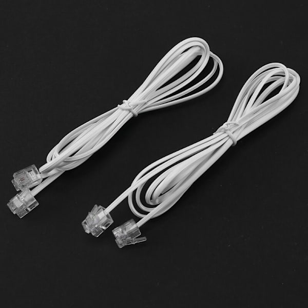 SODIAL(R) 2 st vita 6P2C RJ11 hane till hane 5 mm bredd telefonkabel 1M 3,3Ft