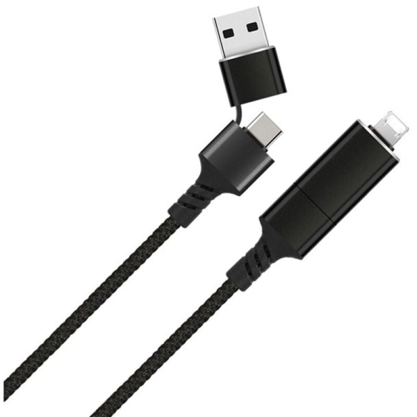 Multifunktionel Type C OTG-interface opladningskabel til mobil data PD-interface 3 i 1 datakabel sort