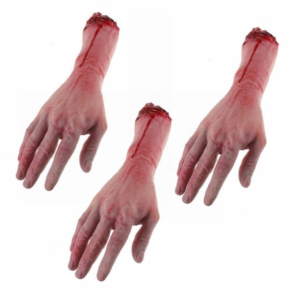 3X Blodig Skrekk Skummel Halloween Rekvisitt Falsk Avskåret Livsstor Arm Hjem 19 X 10,5cm