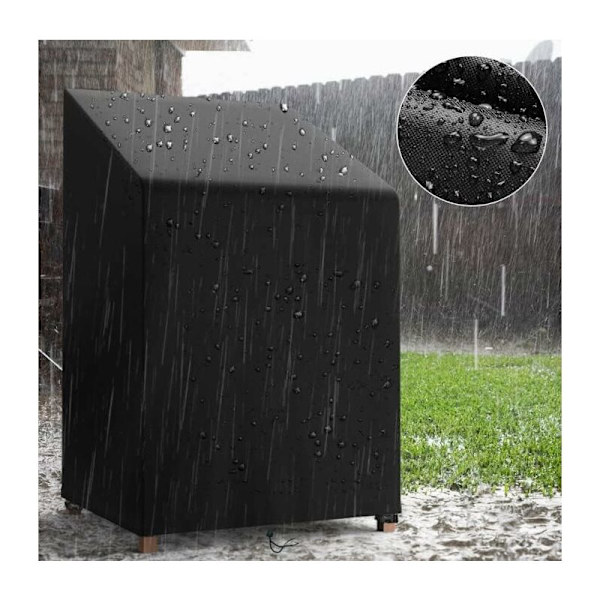 Stable Stakbare Have-Stolbetræk 70x 70x 85/125cm, 420D Oxford Vandtæt Udendørs Stolbetræk, Husbeskyttelse Have-Stol, Have-Stolbetræk, Nero