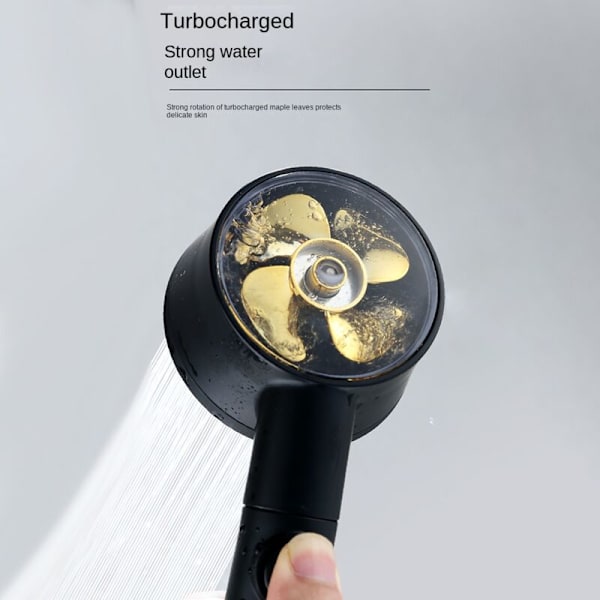 Duschhuvud med 5 lägen, justerbar temperatur, digital LED-display, uppgraderad motorversion, turboladdad regnspraymunstycke