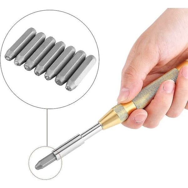Lyömäkirjaimet, 38 osaa teräksisiä lyömäkirjaimia ja numeroita sarja 3 mm automaattisella