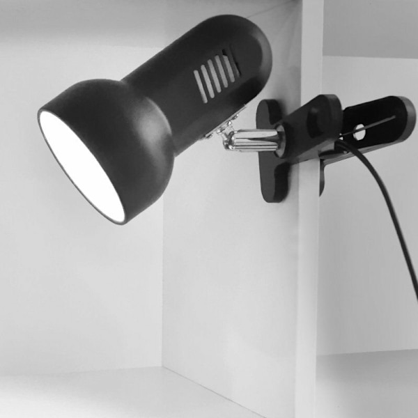 Bordlampahållare Klämma Skrivbordslampa 360 Graders Rotation E27 Glödlampssockelhållare Lampbas med Strömbrytare Tråd Sköldpadda Akvarium, EU-kontakt (Svart)