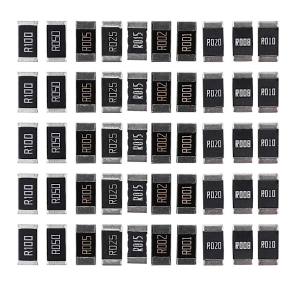 100 stk. Legeringsmodstand 2512 SMD Modstand Prøvesæt, R001 R002 R005 R008 R010 R015 R020 R025 R050 R100