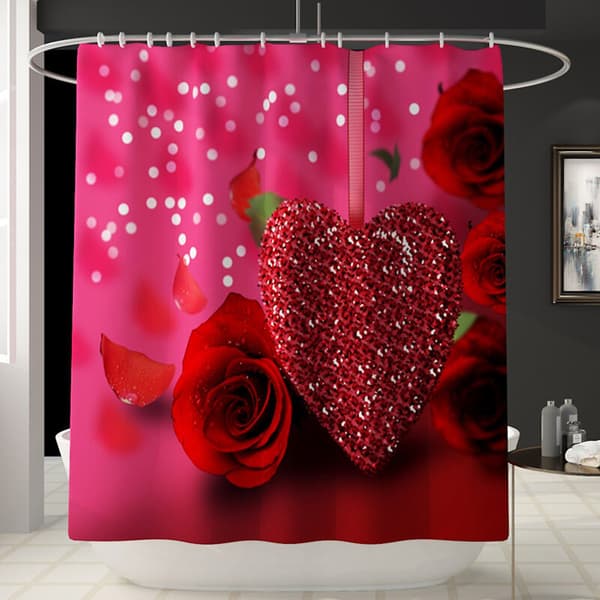 Duschdraperi i polyester, vattentätt badrumsdraperi i tyg med 12 krokar