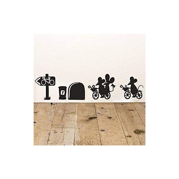 Mus Huller Cykler Vinyl Fodliste Vægklistermærke 19cm x 5cm