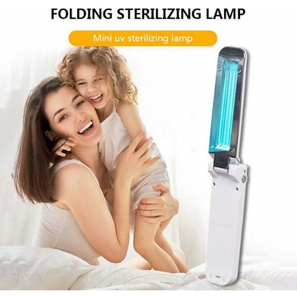 UV-saneringslampa, Vikbar UV-lampa Bakteriedödande lampor, 3W Batteridriven Bärbar UV-lampa för att Rengöra Mider Bakterier, Hushålls-UV-sterilisatorlampa, Po