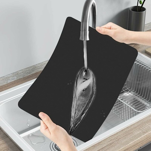 Underlägg, Set om 4 Vattentäta Tvättade Underlägg Rektangulära PVC Värmebeständiga Underlägg, 42 × 30cm (Svart)